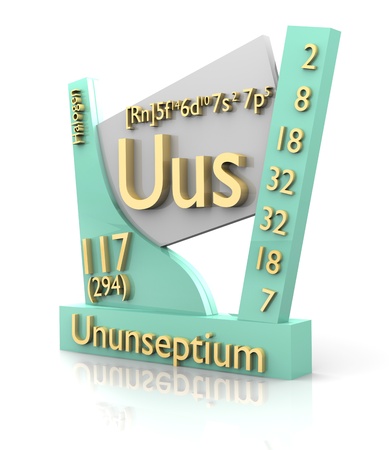 Ununseptium form Periodic Table of Elements - 3d madeの写真素材