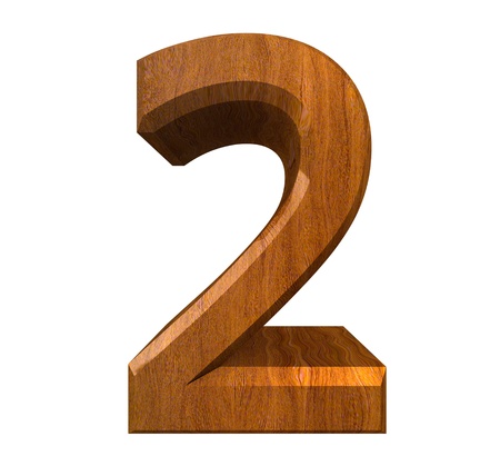 3d number 2 in wood - 3d madeの写真素材