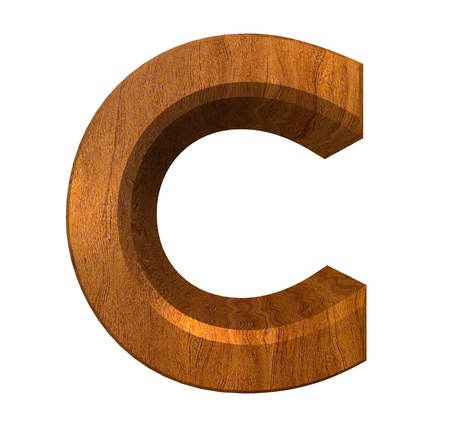 3d letter C in wood - 3d madeの写真素材