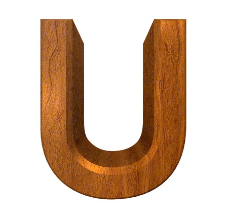 3d letter U in wood - 3d madeの写真素材