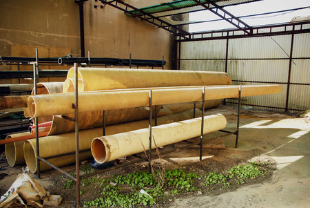 Tubes abandoned in a mechanical workshop 