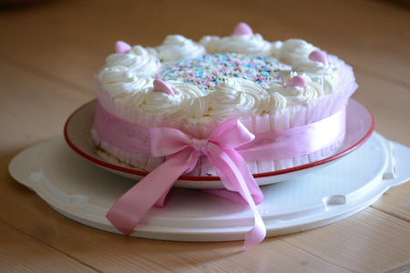 Homemade birthday cake.The passion for sweets is a homemade cakeの写真素材