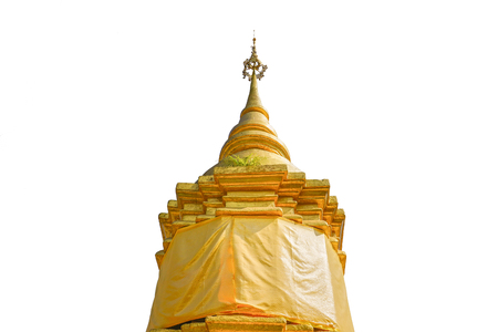 A isolated huge golden pagoda in Chiang Mai province,Thailandの写真素材