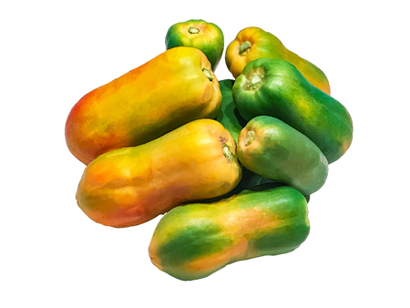 Isolated Papaya with white background ,with clipping pathの写真素材