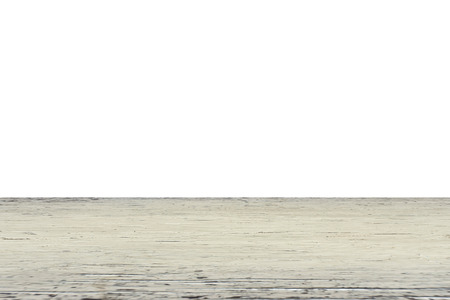 Empty perspective view light brown wood floor isolated on white background ,for display or montage your productsの写真素材