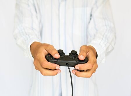 man play game controller