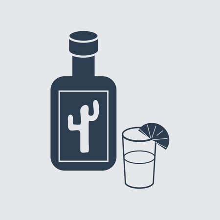 Vector bottle and glass.のイラスト素材