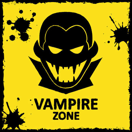 Vector wall graffiti about vampire. Yellow color. Format eps 10のイラスト素材