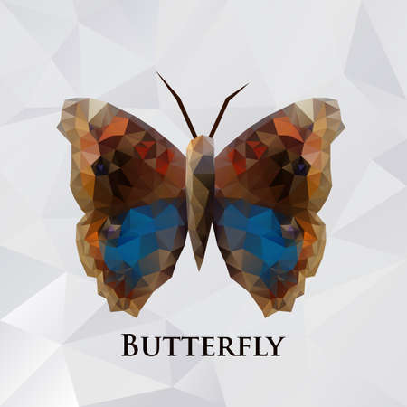 Vector butterfly brown geometric. Abstract insect. Polygonal design eps10.のイラスト素材