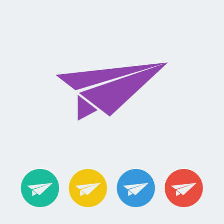 vector paper airplane flat circle icon.のイラスト素材