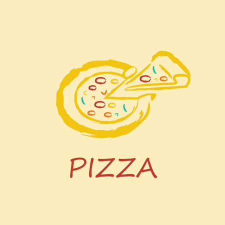 Vector yellow pizza.のイラスト素材