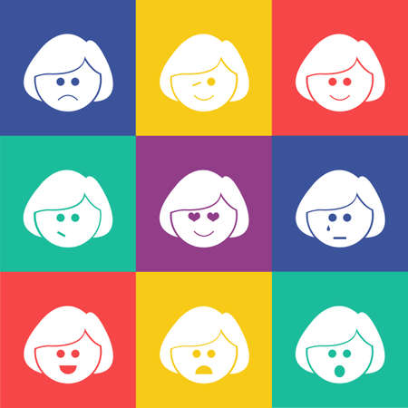 Vector smiles square flat. のイラスト素材