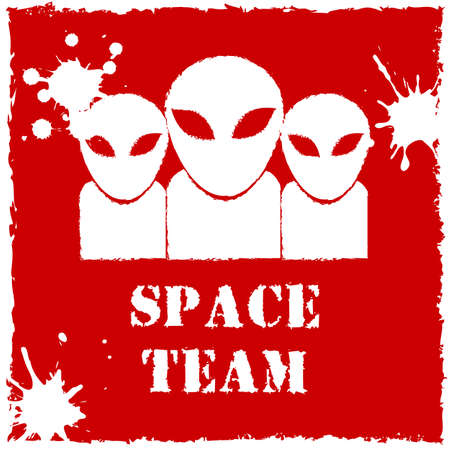 Vector alien space team logo on red background. File format eps 10のイラスト素材