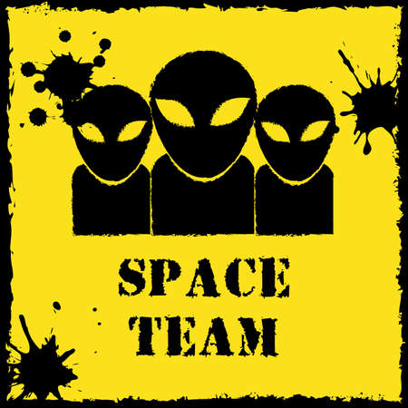 Vector alien space team logo on yellow background. File format eps 10のイラスト素材