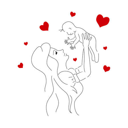 Vector mother life. Small baby. Greeting card.のイラスト素材