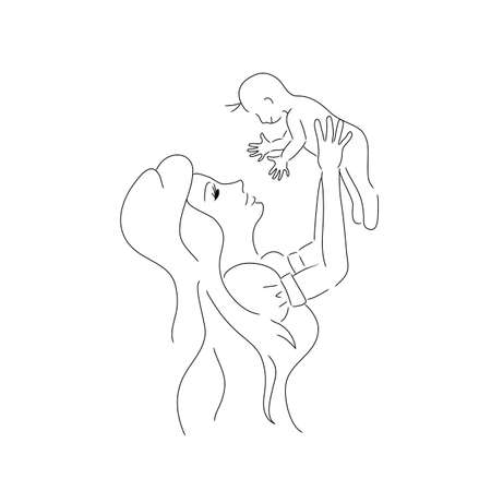 Vector mother baby. Mother day card.のイラスト素材