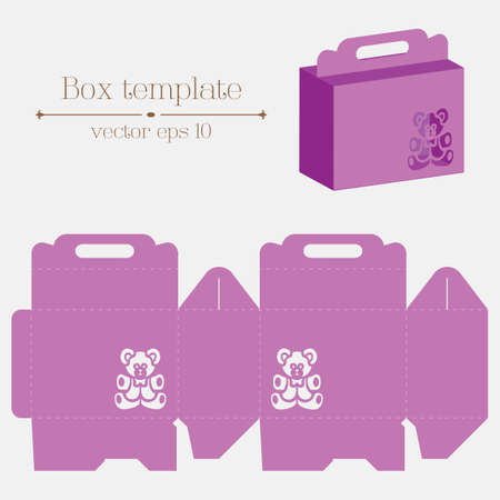Vector box template. Violet bear. Format eps10.のイラスト素材