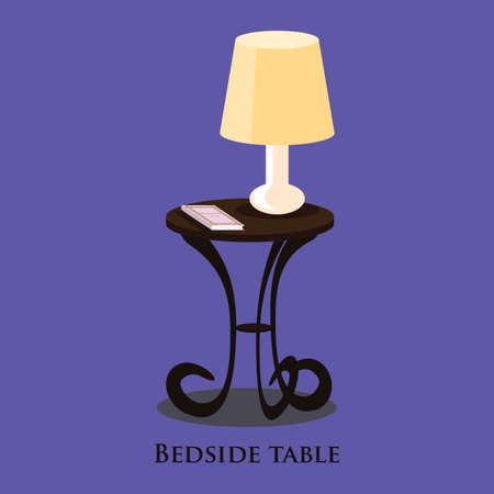 Vector bedside table. Blue background. Format eps10.のイラスト素材