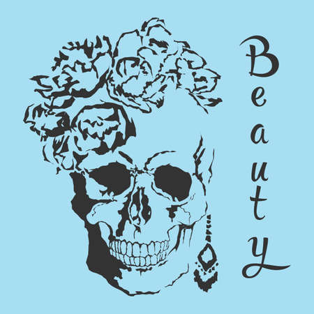 Vector skull with beauty style with format eps10.のイラスト素材