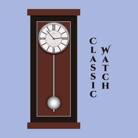 Vector classic watch. Blue background with format eps10.