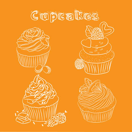 Vector scetch. Orange backgroundのイラスト素材