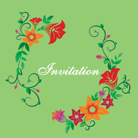 Vector invitation with flower ornament greenのイラスト素材