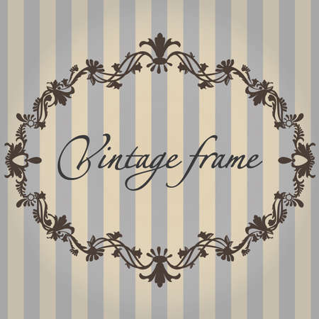 Vector vintage frame. Flower ornament color.のイラスト素材