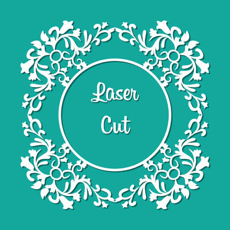 A Vector white round laser cut with floral ornament with format eps10のイラスト素材