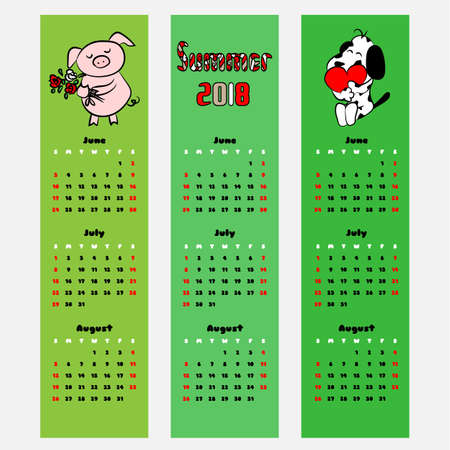 Vector season calendar summer color bookmarkのイラスト素材