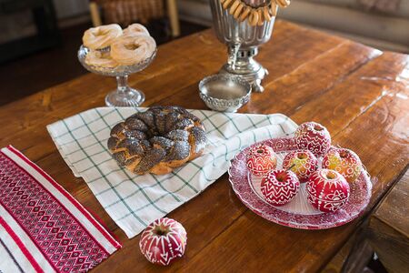 Served table in a restaurant in the Russian style.の写真素材
