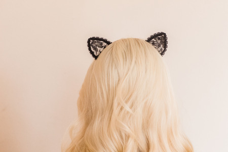 Sexy woman with cat Ears. Role-playing games. Games for Adults. Sex shop.の写真素材