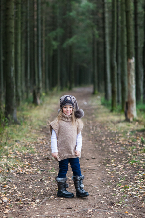 child knitted jacket walkingの写真素材