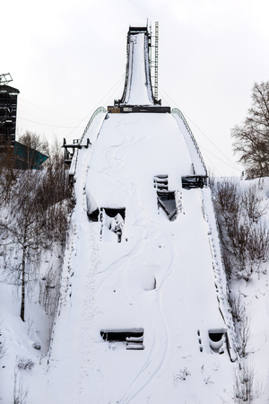 Old abandoned ski jumpsの写真素材