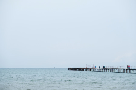 Evening pebble transparent sea.の写真素材
