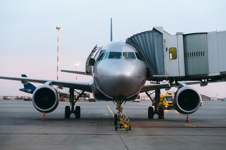 Airport with planes on the runwayの写真素材