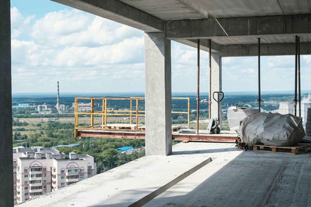 View of the city from an unfinished multi-storey building.の写真素材