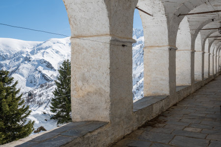 View of the snow-capped mountains in the Alpes-de-Haute-Provence, Franceの写真素材