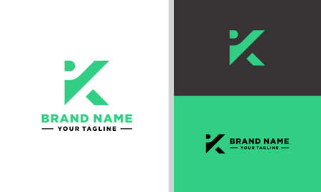 LETTER K AND LETTER P NEGATIVE SPACE LOGO SIMPLE EDITABLEのイラスト素材
