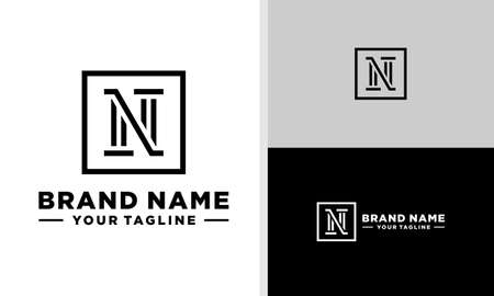 LETTER N LOGO MONOGRAM LINE COLUMN EDITABLEのイラスト素材