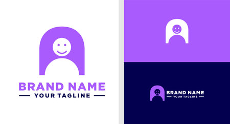 LETTER A LOGO PEOPLE NEGATIVE SPACE EDITABLEのイラスト素材