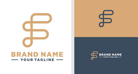 LETTER F LOGO MONOGRAM LINE LUXURY EDITABLEのイラスト素材