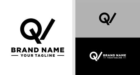 QV LOGO MONOGRAM MODERN SIMPLE EDITABLEのイラスト素材