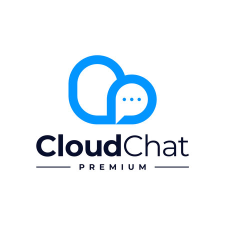 CLOUD TALK CHAT BUBBLE LOGO LINE ART MONOLINE OUTLINE VECTOR ICON ILLUSTRATIONのイラスト素材