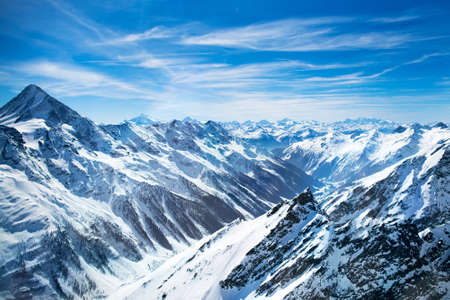 Aerial view of the Alps mountains in Switzerland. View from helicopter in Swiss Alps.の写真素材