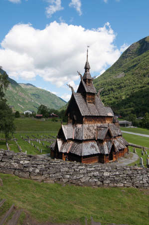 Old viking church in Borgund, Norwayの写真素材