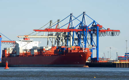 freighter at Hamburg Harbor at a loading facility 
