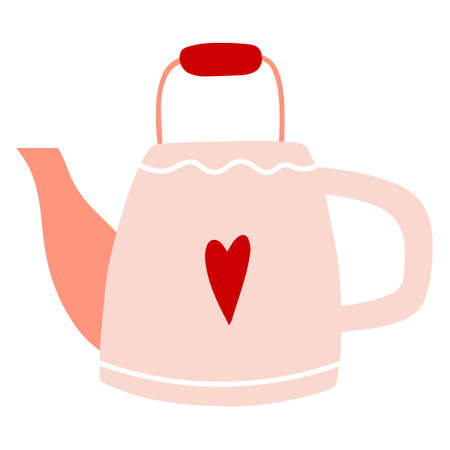 Hand drawn illustration of fashion teapot. isolated element on white backgroundのイラスト素材