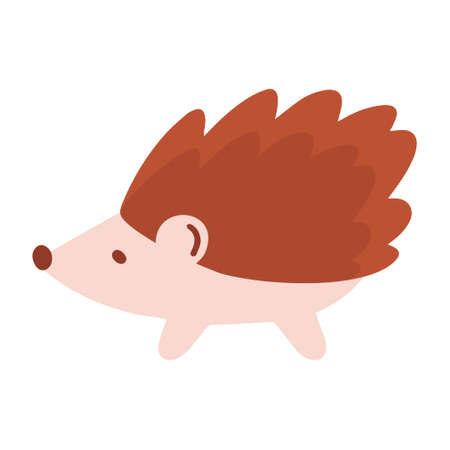 Hand drawn vector illustration of a cute funny hedgehog. isolated objects on white background.のイラスト素材