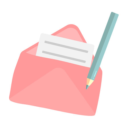 Single element of letter and pen. Hand drawn vector illustration for cards, posters, stickers and professional design.のイラスト素材