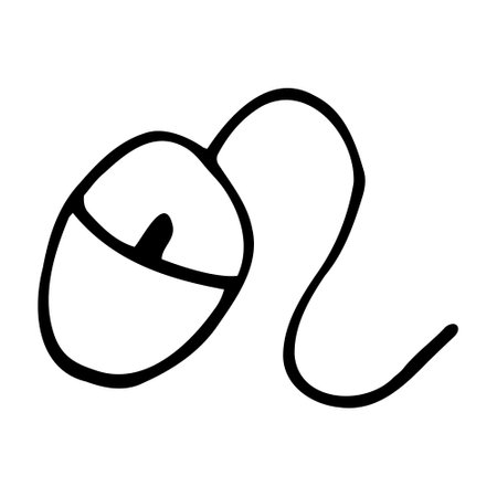 Single element of mouse in doodle set. Hand drawn vector illustration for cards, posters, stickers and professional design.のイラスト素材